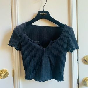 [Labor Day Sale] Ruffled Cropped T-shirt